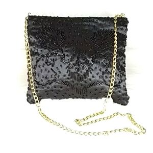 Vintage La Regale Ltd Black Beaded Mini Evening Bag | EUC